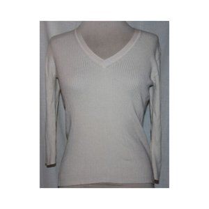 Women's Old Navy Ivory 3/4 Sleeve Ribbed V-Neck Perfect Fit Topuyyyyyyyy Size S